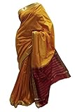 Krishna Sarees Women's ASB3396 Mustard and Maroon Art Silk Saree Unstitched Blouse Piece Mustard