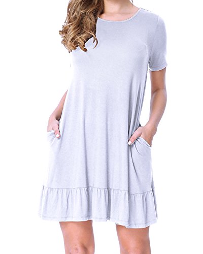STYLEWORD Women’s Short Sleeve Casual Summer Dress(White,S)