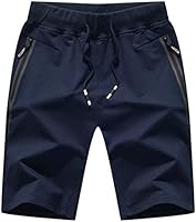 Outmovern Mens 7" Inseam Workout Shorts Elastic Waist Drawstring Summer Casual Short Pants Zipper Pockets