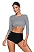 SherryDC Women's Long Sleeve Striped Crop Rash Guard Swimsuit Two Piece Swimwear