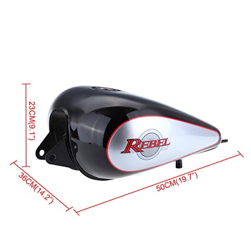 ArtMuseKitsMikash XFMT 3.4 Gallons Fuel Gas Tank for Honda CMX250 Rebel CMX 250 1985-2014 Black - Thumbnail 4