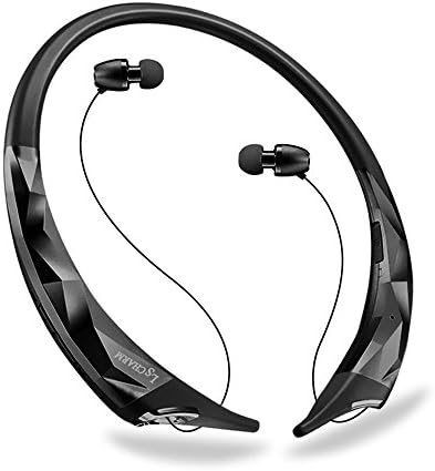 Retractable earbuds, LSCHARM Wireless Stereo Sweatproof Retractable Neckband Headset Noise Cancelling Earbuds with Mic