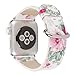 MeShow 40mm 38mm Soft PU Leather Pastoral/Rural Floral Style Replacement Strap Wrist Band with Silver Metal Adapter Compatible for iWatch Series SE/6/5/4/3/2/1(Not fit for iWatch 44mm/42mm)