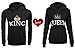 Rodeheet Pullover Couple Hoodie, King and Queen Letter Printed Matching Casual Hooded Sweatshirt
