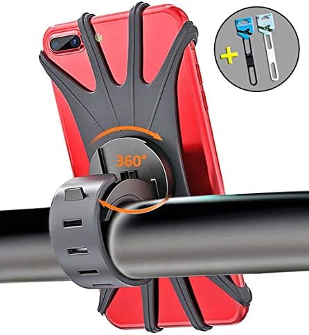 APzek Bike Phone Mount, Adjustable Phone Holder for Bike, Silicone Motorcycle Bicycle Phone Mount for All 4-6 Inch Smartphones, 360° Rotation