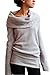 Women Draped Neck Hoody Jumper Mini Dress Sweater (M, Gray)