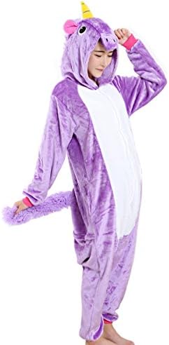 Unisex Adult Holloween Homewear Pajamas Animal Cosplay Costumes Family Fitted Outfit (Small, Purple)