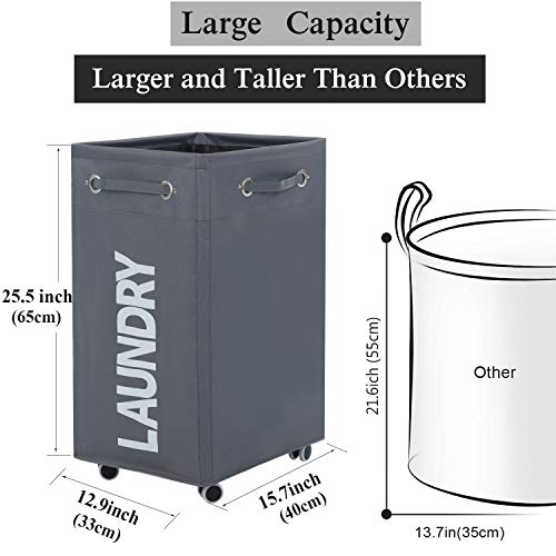 Haundry 85.8L Large Collapsible Laundry Hamper with Wheels, Waterproof Rolling Clothes Hamper Basket - //medicalbooks.filipinodoctors.org