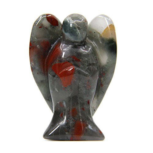 Natural African Blood Stone Gemstone Peace Angel Pocket Guardian Angel Healing Statue 1.5 inch