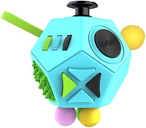 KRTAC 12 Sided Fidget Cube Blue, ADHD Fidget Toys, Reduces Stress, Anxiety, Focus for Students Teens