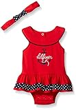 Tommy Hilfiger Baby Girls' Combed Interlock Sunsuit with Printed Ribbon and Headband, Red, 0-3 Months