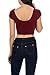 Womens Trendy Solid Color Basic Scooped Neck and Back Crop Top Burgundy Medium