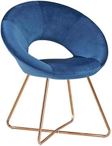 Anah Nordic Modern Minimalist Fabric Sofa Chair, Modern Metal Frame Leg Living Room Balcony Lounge Chair (Color : Dark Blue)