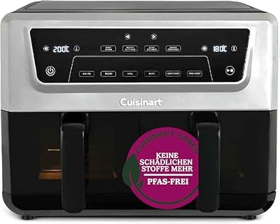 XXL Air Fryer, ohne PFAS, Kochen ohne Chemikalien, Airfryer, Braten, Grillen, Gebäck, Dehydrierung, Max Crisp und Warmhalten, Doppelschubladen, 2 x 5,2 l