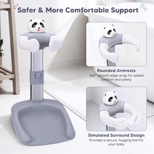 Baby Bathtub with Shower Holder, Anti-Crushing, Anti-Slip, Adjustable Shower Tower for Kids Standing, Ideal Shower Support for Newborn