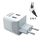 Ceptics CTU-9C USA to Most of Europe Travel Adapter Plug With Dual USB - Type C - Ultra Compact