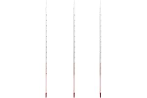 Deschem 3Pcs Lab Glass Celsius Thermometer -20℃ to 200℃ Length 300mm Laboratory Red Liquid Temprature Meter