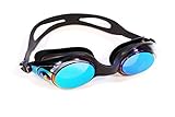 Swim Goggles - Case Included. Anti-Fog UV Reflective and Tinted Wide-Angled Lenses for Reduced Glare. Soft and Durable Silicone Head Strap.