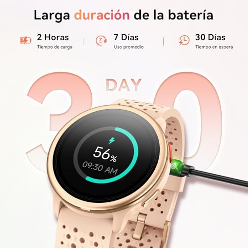 Women's Smart Watch 1.27" Round Smartwatch 2 Straps, Sleep Monitor Health and Fitness Functions 120+ Sports Modes 3ATM Waterproof for iPhone/Samsung/Android Pink
