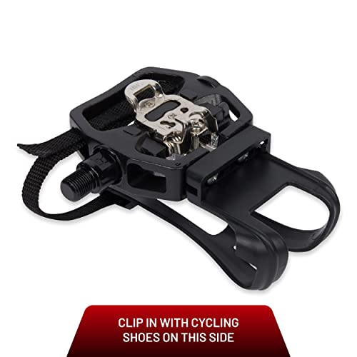 SPD Pedals for Bike with Toe Cages (SPD Cleats Included) 2in1 SPD