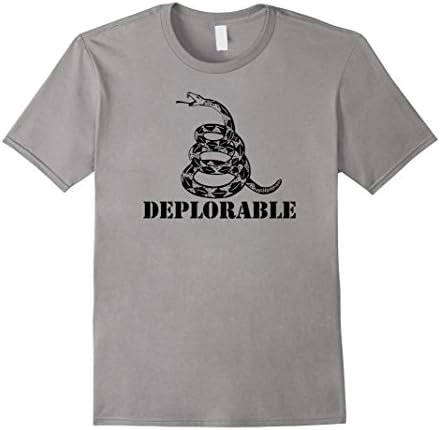 Mens Deplorable Don't Tread on Me T Shirt Gadsden Flag Black Logo XL Slate