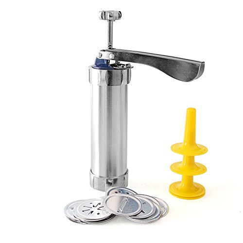 Co-link DIY Biscuit Cookie Extruder Presser Machine Biscuit Maker Cake Making Decorating Gun Cookie Tools with 20 Moulds 4 Nozzles Biscuit Baking