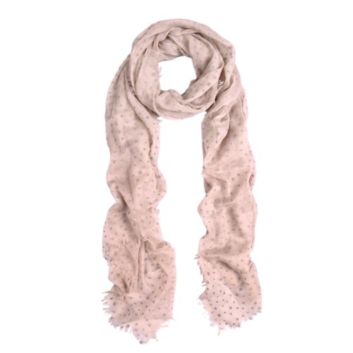 Premium Long Solid Color Dolka Dot Frayed Edge Scarf, Blush