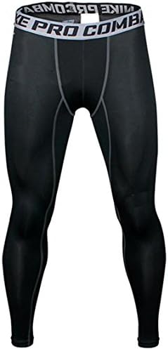 Kudex Men Sports Compression Cool Dry Base Layer Pants Wear Under Leggings Tight Long Pants 5 Sizes (Black, XL)