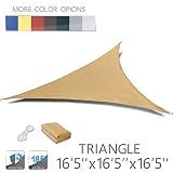 LOVE STORY 16'5'' x 16'5'' x 16'5'' Triangle Sand Sun Shade Sail Canopy UV Block Awning for Outdoor Patio Garden Backyard