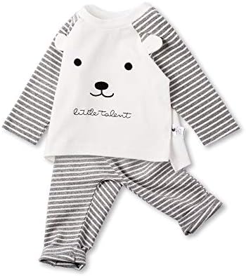 Cotton Fairy キッズ パジャマ ボーイズ 柔い 肌着 綿100 ベビー用 男の子 可愛い 3ｄ熊柄 赤ちゃん 上下2点セット 四季兼用 プレゼント