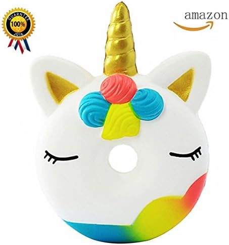 Jimcoser Squishy Slow Rising Cute Unicorn Colorful Donut Creamy Scent for Kids Birthday Party Toys Gift Stress Reliever Decompression Toy