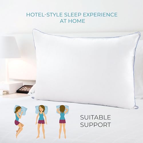 Goose House™ Set of 2 Natural Goose Feather 85% and Down 15% Pillows for sleeping 100% cotton fabric cover. Pillows for sleeping set of 2 Standard size 20 x 26in