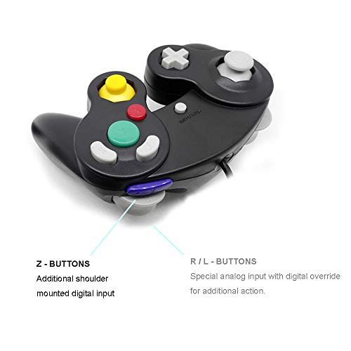 Wired Gamecube Controllers for Nintendo Wii Game Cube Switch Console(Black1 and Bule1)