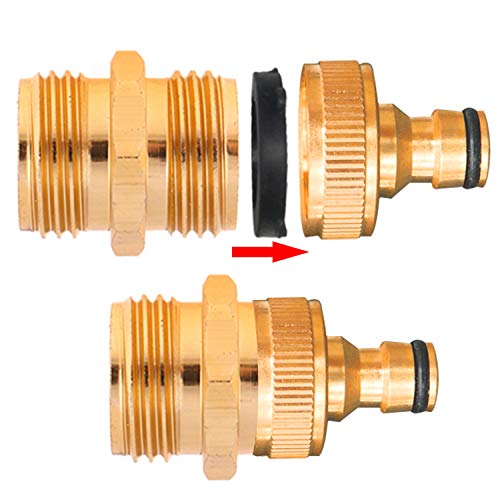 Xgood 4 Packs Double Male Connector Adapter 3/4 Inch Garden Hose Quick Connector to Hose Fitting Connect with Extra 8 Pieces Washer for Home Garden Supplies