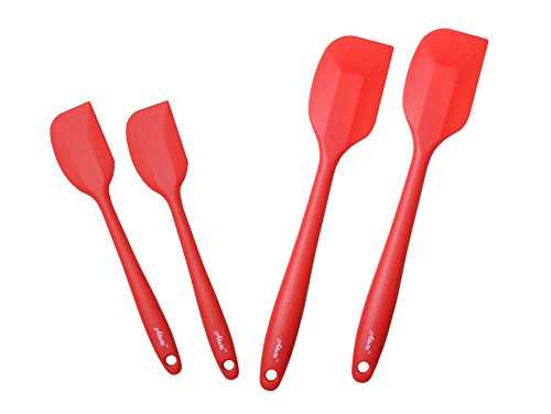 Aturi Silicone Spatula Set - Heat Resistant And Non-Stick For Cooking, Baking, And Mixing I Hygienic Ergonomic Design For Easy Clean And Use I Value 4-Pack (Red)