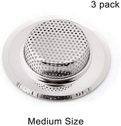 3 Pack Stainless Steel Sink Strainer Basket Stopper for Kitchen Garbage Disposal - Medium / 2.5 inch Plug Hole