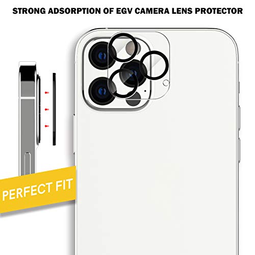 EGV Compatible avec iPhone 12 Pro 6.1 Pouce Verre Trempé,3 Pack Film Protection Écran et 3 Pack Caméra Arrière Protecteur-Noir