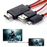 Phone to TV Cable,Phoebe168 6.5 Feet 11 Pin MHL Micro USB to HDMI Adapter Cable 1080P HDTV for Samsung Galaxy S5/S4/S3/Note 2/Note3 Galaxy Tab 3 8.0, Tab 3 10.1, Tab Pro, Galaxy Note 8, Note Pro 12.2