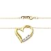 Amazon Collection Diamond 3-Stone Heart Pendant Necklace (1/10 cttw, I-J Color, I2-I3 Clarity), 18