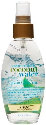 OGX Weightless Hydration Oil, Coconut Water 4 fl oz (118 ml) (Pack of 1)