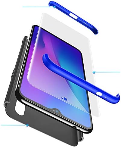 hyujia for VIVO Nex S Case,3 in 1 Slim Soft PC Matte Case+360 degrees TPU Flexible Coque caso Silicone Cover[Tempered Glass Screen Protector]-Black+blue