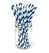 Shuiniba Biodegradable Striped Paper Straws,Paper Drinking Straws for Party, Events and Crafts,Baby Shower Decorations 7.75 Inches,100 Packs - Navy Blue White Striped