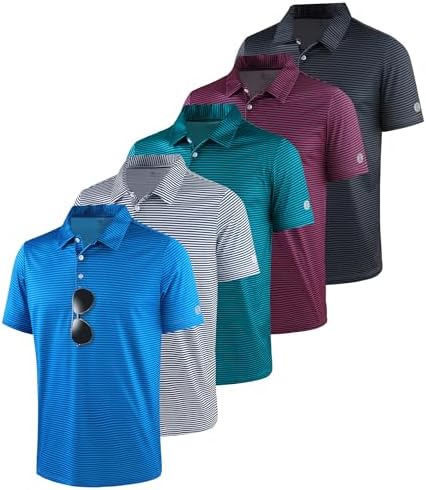 3-Pack Mens Golf Shirt Performance Sport Short Sleeve Moisture