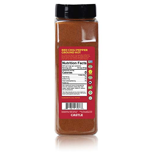 Castle Foods Ground Hot Chili Pepper Powder, 20 oz Premium Restaurant