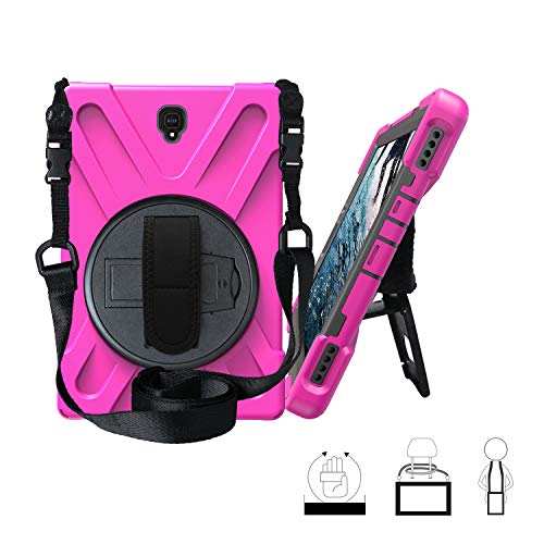 Galaxy Tab S4 10.5 Case,ZERMU Heavy Duty Three Layer Shockproof Rugged Hard PC+Silicone Armor Case with Built-in Stand+Hand Strap+Shoulder Strap for Samsung Galaxy Tab S4 10.5 Inch 2018 SM-T830 /T835