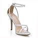 Women Wedding Bridal Bridesmaid Silver Simple Thin Heels Open Toe Sandal High Fashion Elegant Classic Dress Heeled Pumps Strap Buckle Ankle Strappy Slender Pub Club Evening Party Court Shoes SM00230