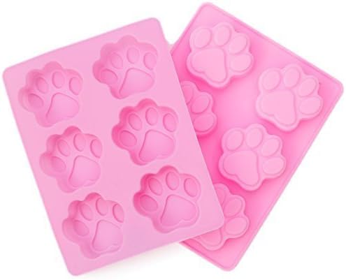 Kolme Kitchens - Paw Print Silicone Mold (2 Pack) For Baking and Freezing Molds - Pink