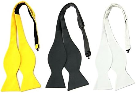 Handmade Ravenhill Self Tied Bow Ties 3 Pack (Black White Golden Yellow)