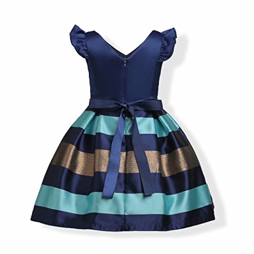 AYOMIS Litter Big Girl Dress Princess Gowns Party Wedding Dresses(Navy Blue,5-6Y) - Thumbnail 2