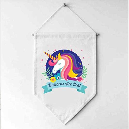 Unicorn Canvas Banner Wall Decor Unicornio Kids Bedroom Decorations Rainbow Room for Girls Unicorn Paintings Single Flag Fabric Banner Unicornios Art Poster Prints